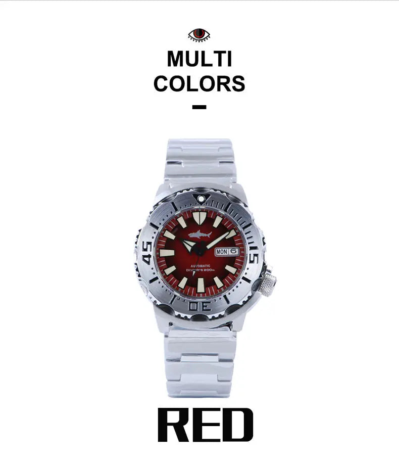 HEIMDALLR V2 Monster Men's Automatic Diver Watch Sapphire Crystal 20Bar Waterproof NH36A snowflake Blue Dial Mechanical Watches