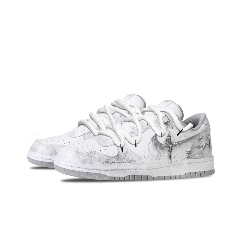Mukautetut lenkkarit Nike Big Cold Fog Rose Retro High Street & Chinese Ink Wash -miesten liukumattomat matalavartiset skeittikengät