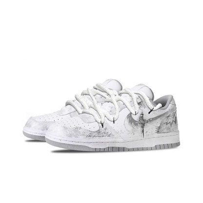 Mukautetut lenkkarit Nike Big Cold Fog Rose Retro High Street & Chinese Ink Wash -miesten liukumattomat matalavartiset skeittikengät