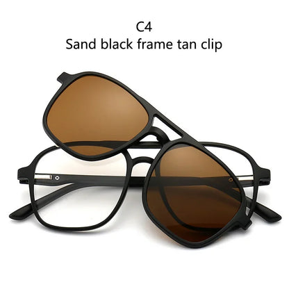 Ochelari de soare polarizați cu atracție magnetică oglindă, ochelari de ciclism 2 în 1 cu clemă, ochelari strălucitori pentru bărbați, ochelari cu ramă dublă pentru femei