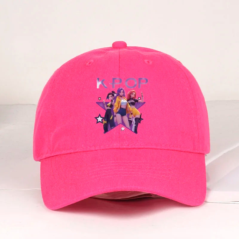 K-POP crtani otisak djevojaka iz grupe, mekana bejzbol kapa s mekanim vrhom - uniseks ležerna retro podesiva kapa za oca - Y2K sunčana kapa