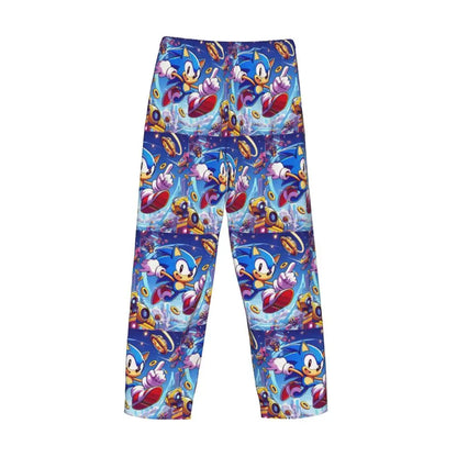 Pantalones de pijama personalizados para hombre con estampado «Soniced», con motivo de erizo, ropa de dormir, pantalones de estar por casa con bolsillos