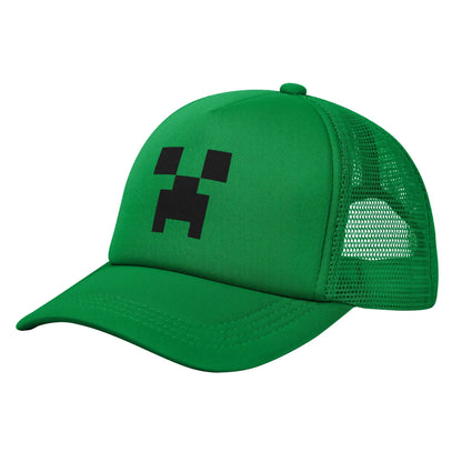 Adult Creepers Big Face Videogame  Trucker Cap Mesh Baseball Cap Polyester Hat Sun Hat Adjustable Racing Cap Summer