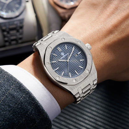 PAAZOMU Luxe vierkant herenhorloge met quartz, waterdicht, verlicht datumvenster, herenhorloge van roestvrij staal, zakelijke herenhorloges