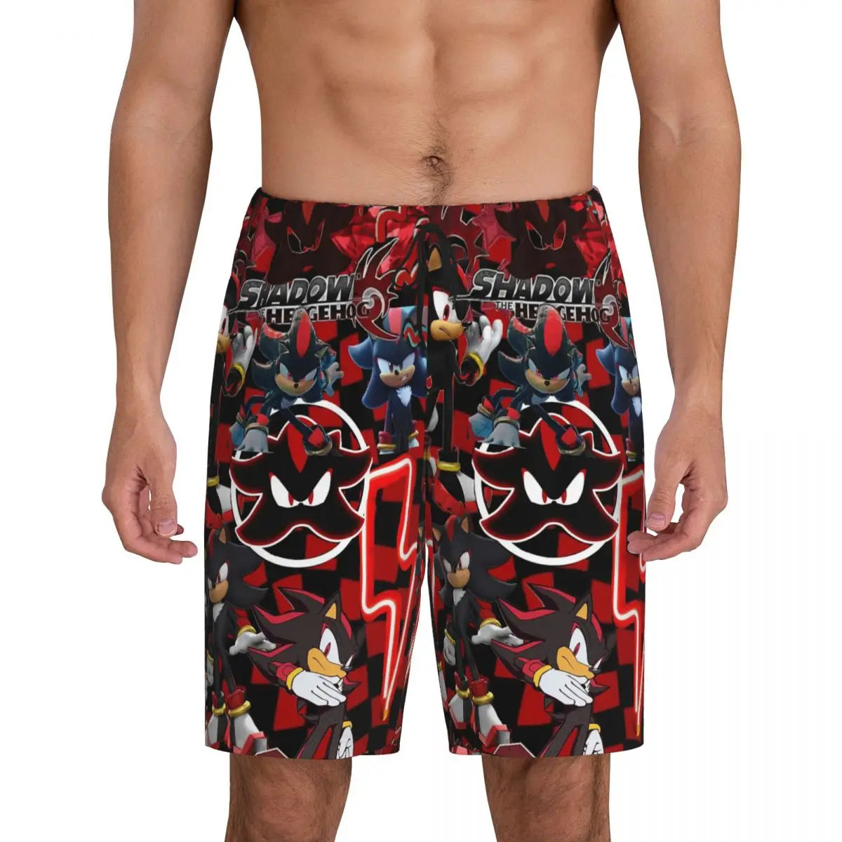 Pantalones cortos de pijama personalizados de Sonic the Hedgehog para hombre, para dormir y estar por casa