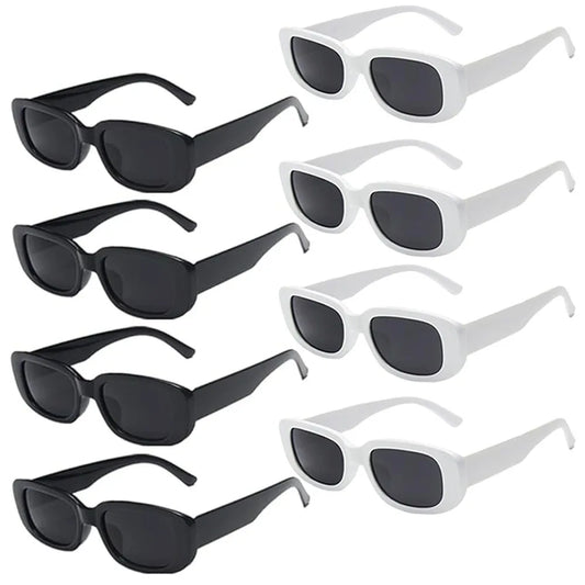 1-10pcs Small Rectangle Party Sunglasses White Black Vintage Narrow Square Y2K Glasses for Women Men