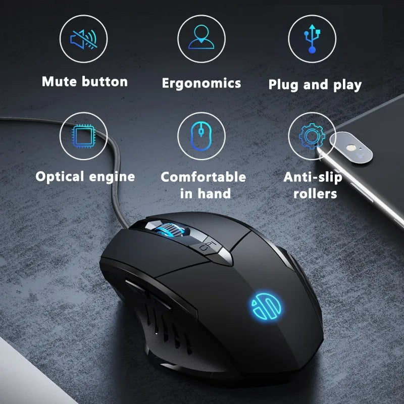 Inphic W1 Wired Mouse Esports Gaming Mouse Macro Programming Definition to Adjust DPI Silent Office Mouse