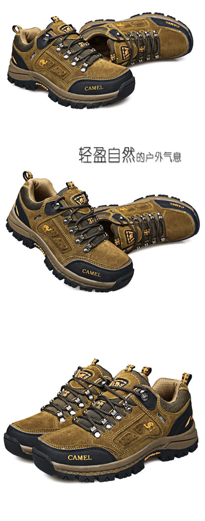 Suede Leather Men's Hiking Shoes Outdoor Trail Trekking Sneakers Men Non-slip Breathable Climbing Shoes Men's Mountain Sports Shoes