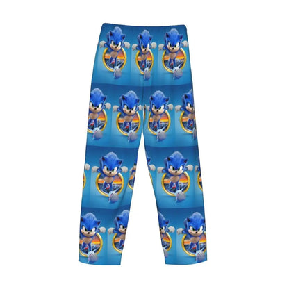 Pantalones de pijama personalizados para hombre con estampado «Soniced», con motivo de erizo, ropa de dormir, pantalones de estar por casa con bolsillos