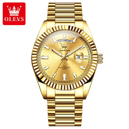 OLEVS 5650 Quartz Men's Watches Unique Week Calendar Display Luxury Brand Original Watches for Men Luminous Waterproof Man Watch