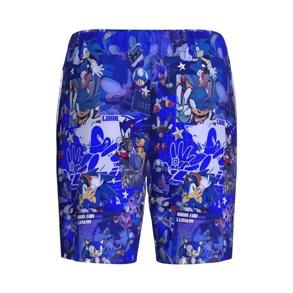 Pantalones cortos de pijama personalizados de Sonic the Hedgehog para hombre, para dormir y estar por casa
