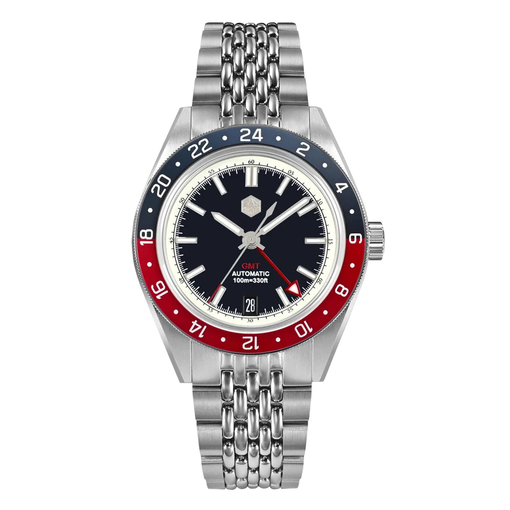 San Martin 39.5mm Limited Edition Full Lume Dial Automatic Mens Watch NH34 GMT 6H Date 10Bar Luxury Kol Saati SN0116W