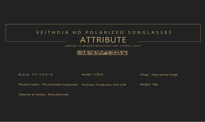 VEITHDIA Polarized UV400 Sunglasses Fashion Photochromic Gradient Mirror Lens Sports Driving Eyeglasses for Men And Women X7919
