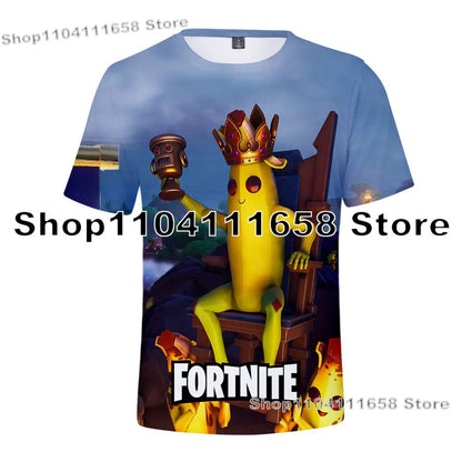 Banana Peely T-Shirt Damen-Tee Kinder F-Fortnite T-Shirt für Herren mit 3D-Druck, Battle-Royale-Game-Sommertop, Geburtstagsgeschenke