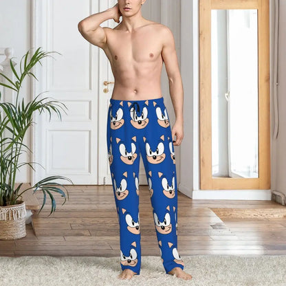 Pantalones de pijama personalizados para hombre con estampado «Soniced», con motivo de erizo, ropa de dormir, pantalones de estar por casa con bolsillos