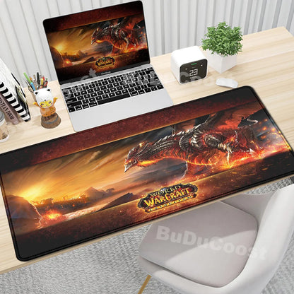 Anime World of Warcraft Podkładka na biurko Podkładka pod mysz do gier Akcesoria komputerowe XXL Podkładka z zapięciem na krawędzi Klawiatura Dywanik pod mysz dla graczy Podkładki biurowe