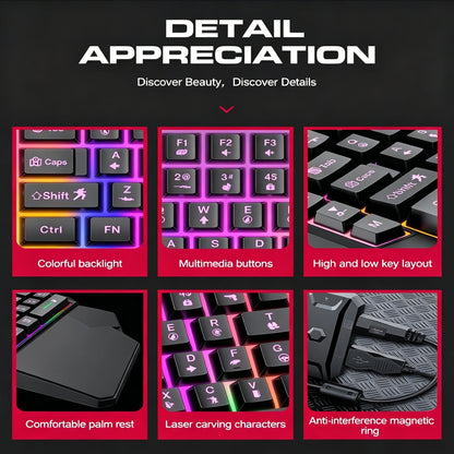 Wired One-Handed RGB Mechanical Gaming feel Keyboard, Mecha Membrane 40 Keys USB Professional Gaming Keypad Multimedia buttons