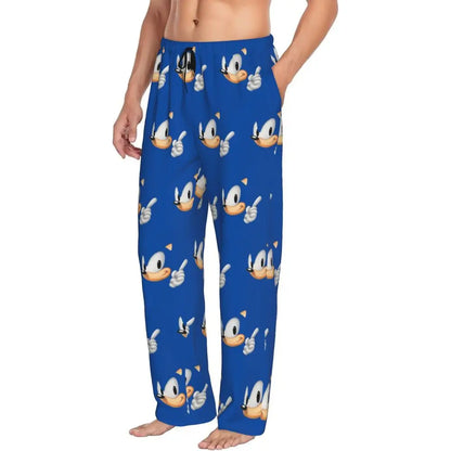 Pantalones de pijama personalizados para hombre con estampado «Soniced», con motivo de erizo, ropa de dormir, pantalones de estar por casa con bolsillos