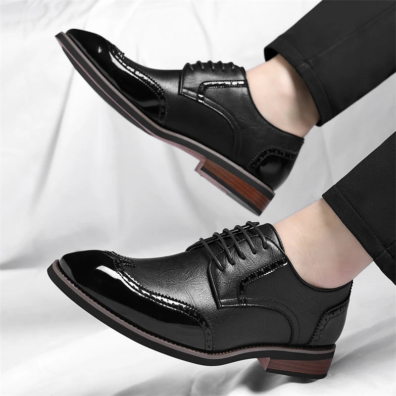 PU Leather Men's Oxford Shoes Heightened Formal Casual Shoes Business Male Suit Shoes New Design Derby Footwear Walking Sneakers