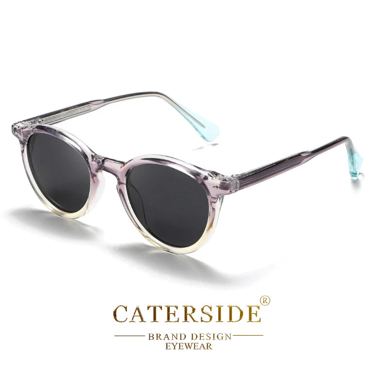 CATERSIDE Round Polarized Sunglasses Men Propionic High Quality Sun Glasses Women Punk Outdoor Driving Fishing Eyewear UV400