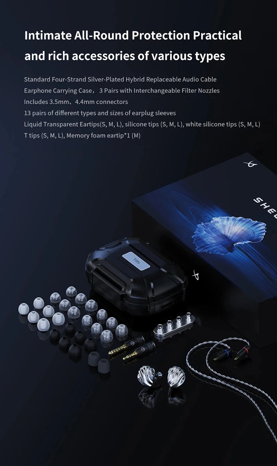 TRN SHELL 4DD+1 Planar Hybrid Drivers In-Ear Earphone IEM 0.78mm Detachable Cable Wired HIFI Music Earbuds Nozzle Design Headset