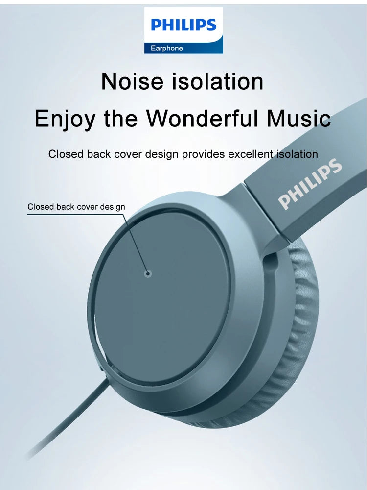 Philips TAH4105 langalliset kuulokkeet – HiFi-stereokuulokkeet, syvä basso ja HD-puhelutoiminto mikrofonilla, sopivat verkkokoulutukseen, toimistokäyttöön, pelaamiseen ja urheiluun
