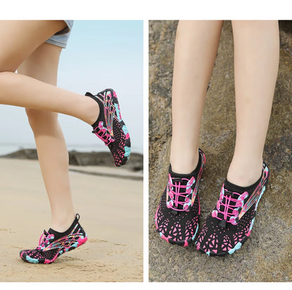 Quick Drying Aqua Shoes Women’s Water Shoes Swimming Barefoot Five Fingers Aqua Shoes Colorful Beach Seaside Light Sneakers