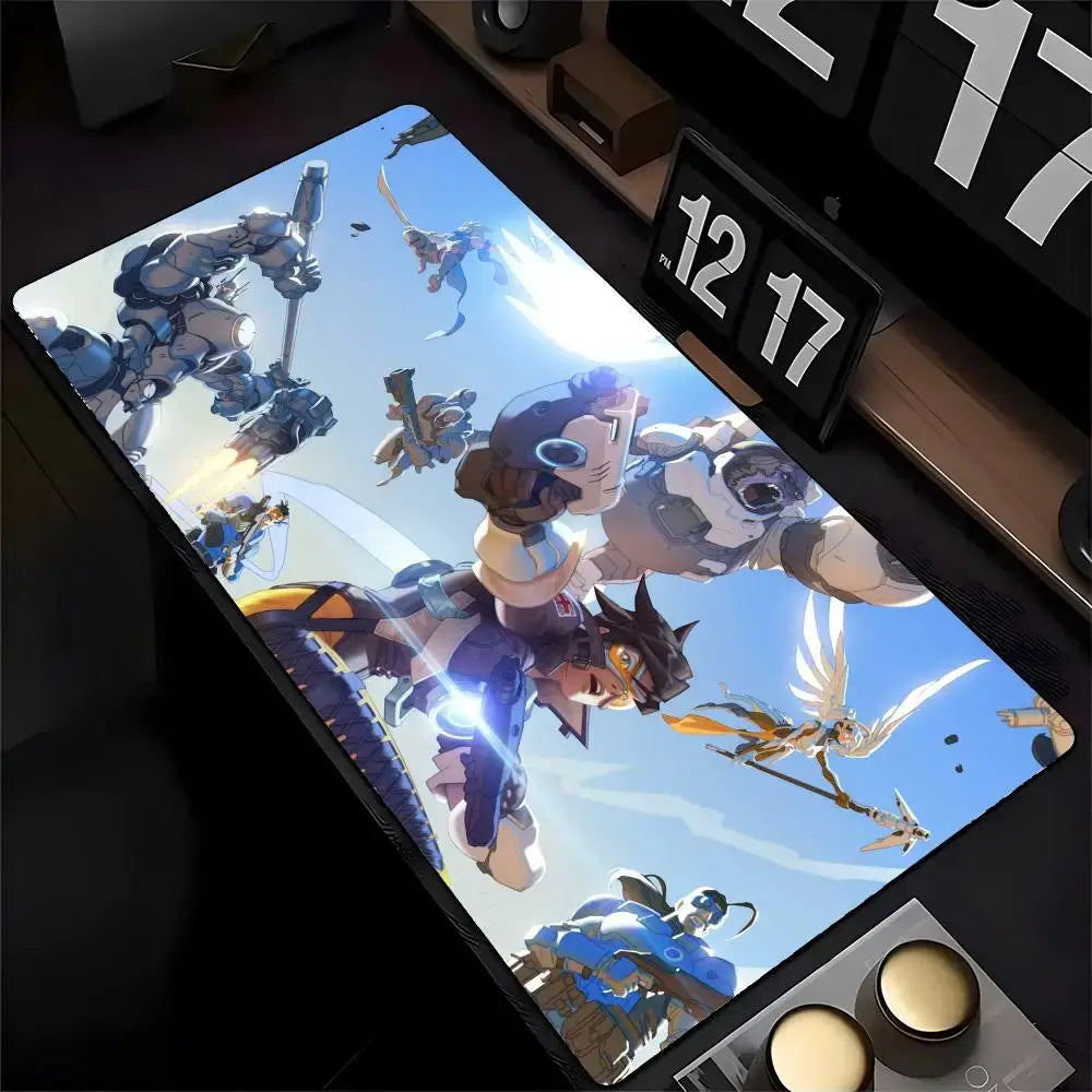 Mouse Pad Overwatch Genji με Εκτύπωση HD για Gamers, Ραμμένες Άκρες, Αντιολισθητικό, XXL90x40cm, Pad Γραφείου για Πληκτρολόγιο και PC