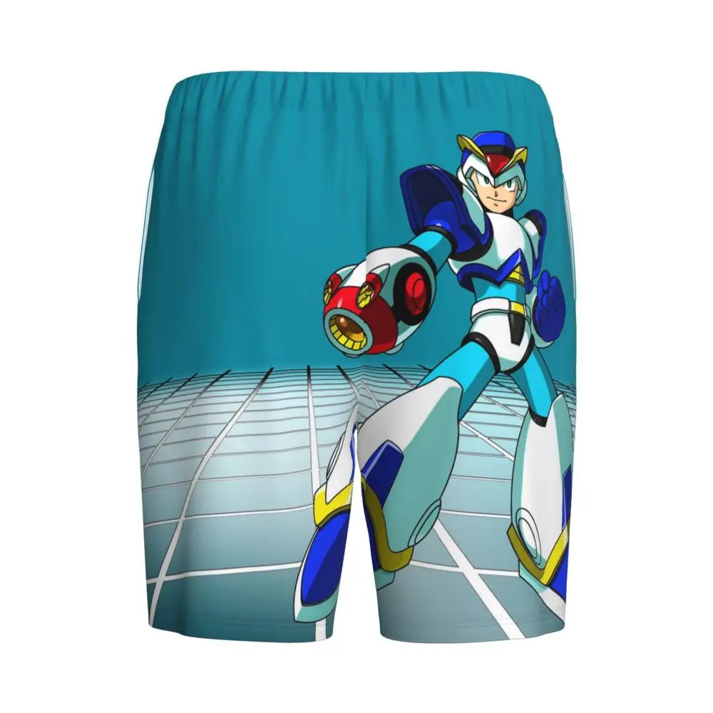 Pantalones cortos de pijama personalizados de Mega Man, para hombre, ropa de dormir, pantalones cortos de estar por casa, pantalones para dormir