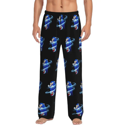 Pantalones de pijama personalizados para hombre con estampado «Soniced», con motivo de erizo, ropa de dormir, pantalones de estar por casa con bolsillos