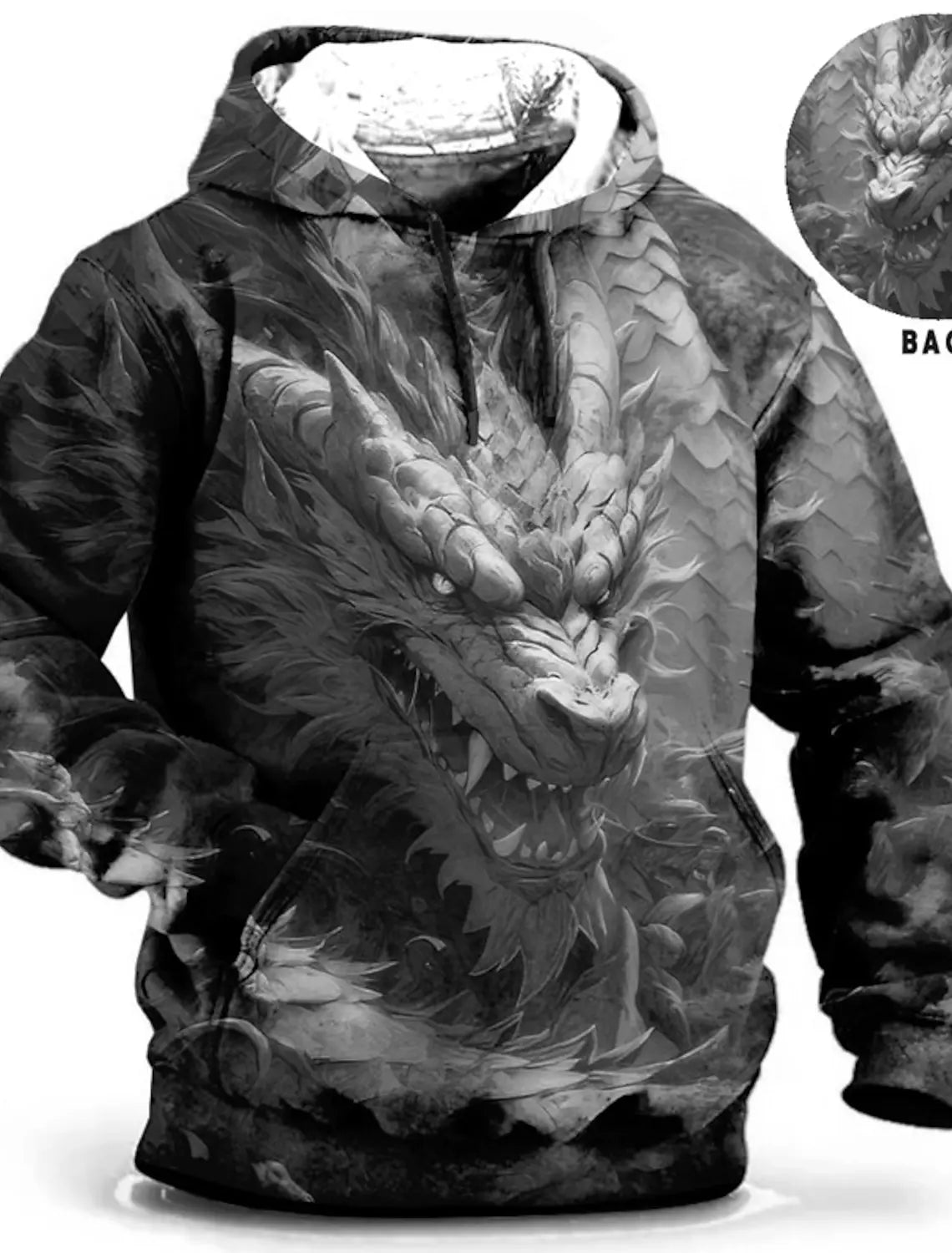 Unisex-Hoodie für Herren – modischer Pullover-Hoodie mit Kapuze, Animal-Print Wolf, Löwe, Drache und Tiger, 3D-Druck, lässiger Alltagshoodie