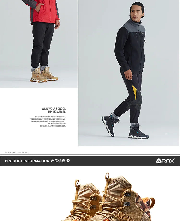 RAX Winter Hiking Boots Men Waterproof Breathable Outdoor Sports Sneakers Trekking Boots Mountain Trekking Shoes Big Size