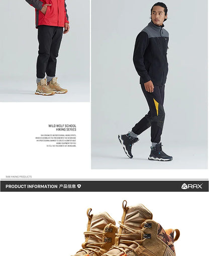 RAX Winter Hiking Boots Men Waterproof Breathable Outdoor Sports Sneakers Trekking Boots Mountain Trekking Shoes Big Size