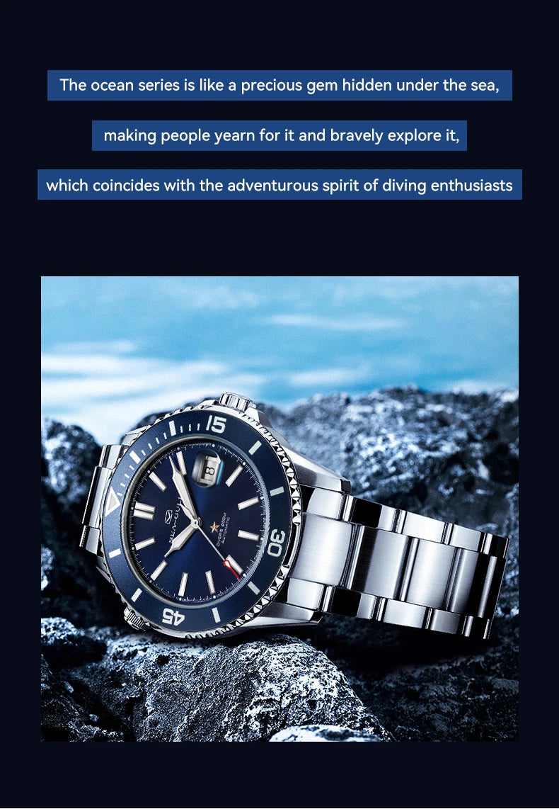 Seagull relogio masculino Men Watch 200m Diving Business Waterproof Fashion Automatic Mechanical Watch Ocean Series 816.32.1523