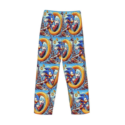 Pantalones de pijama personalizados para hombre con estampado «Soniced», con motivo de erizo, ropa de dormir, pantalones de estar por casa con bolsillos