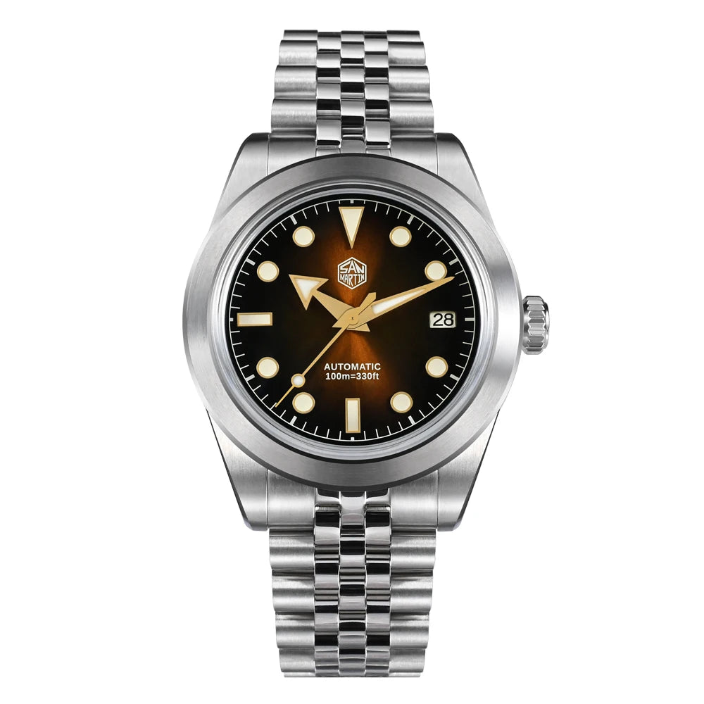 San Martin New 39mm Sport Watch Enamel Dial NH35 Automatic Mechanical Men Dress Watch Sapphire Waterproof 100m Luminous SN0053