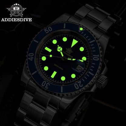 ADDIESDIVE Watch for Men New Quartz Wristwatch Green Ceramic Bezel Diving 200m Luminous 41mm Automatic Date Diver Men's Watch