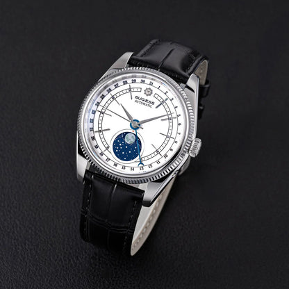 Sugess 40mm Men's Moonphase Automatic ST2108 Movement Sapphire Crystal Mechanical Wristwatch Waterproof Date 2024 New