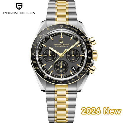 Montre pour homme PAGANI DESIGN (nouveau modèle V5 PD1701) – Chronographe sportif de type « Speed » à quartz, verre saphir avec traitement antireflet, étanche jusqu'à 100 mètres.
