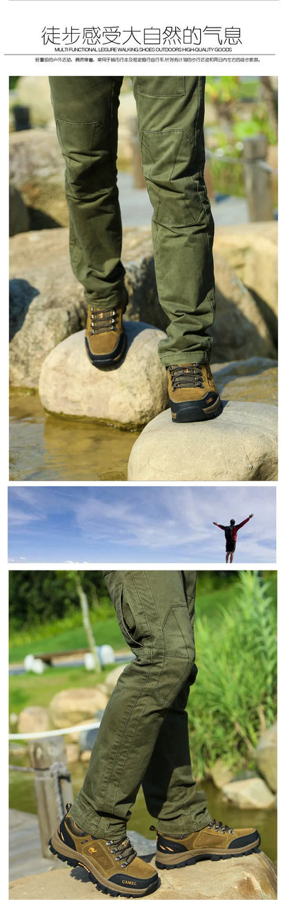 Suede Leather Men's Hiking Shoes Outdoor Trail Trekking Sneakers Men Non-slip Breathable Climbing Shoes Men's Mountain Sports Shoes