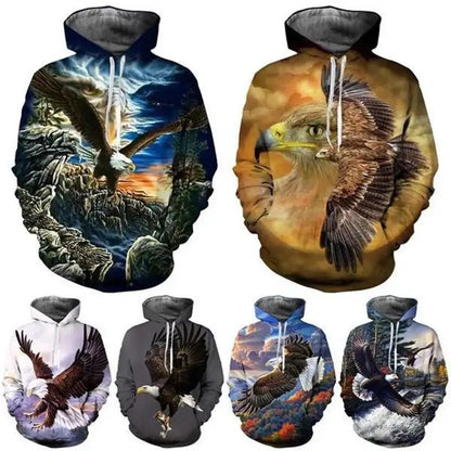 US Eagle Graphic Hoodie Men’s Clothing 3D Bald Eagle Printing Hoodies Women Pullovers Harajuku Fashion Y2K Tops Hoody Sweatshirts