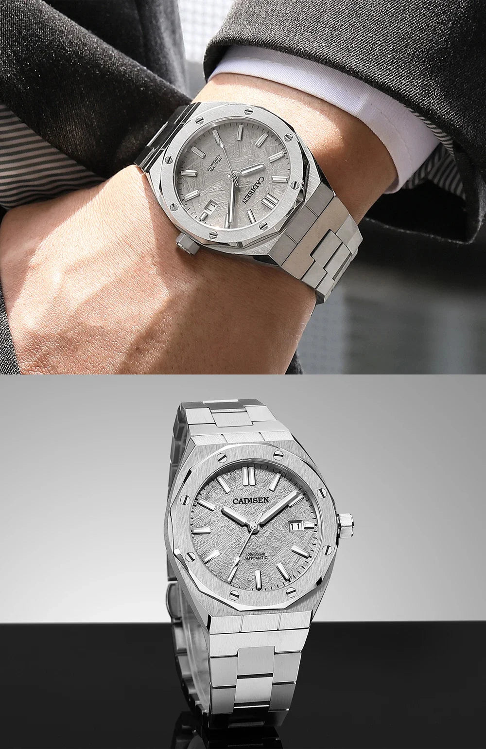 CADISEN Luxury Design 42MM Men's Watches Japan MIYOTA 8215 Sapphire Glass Mechanical Automatic Watch Men 100M Waterproof