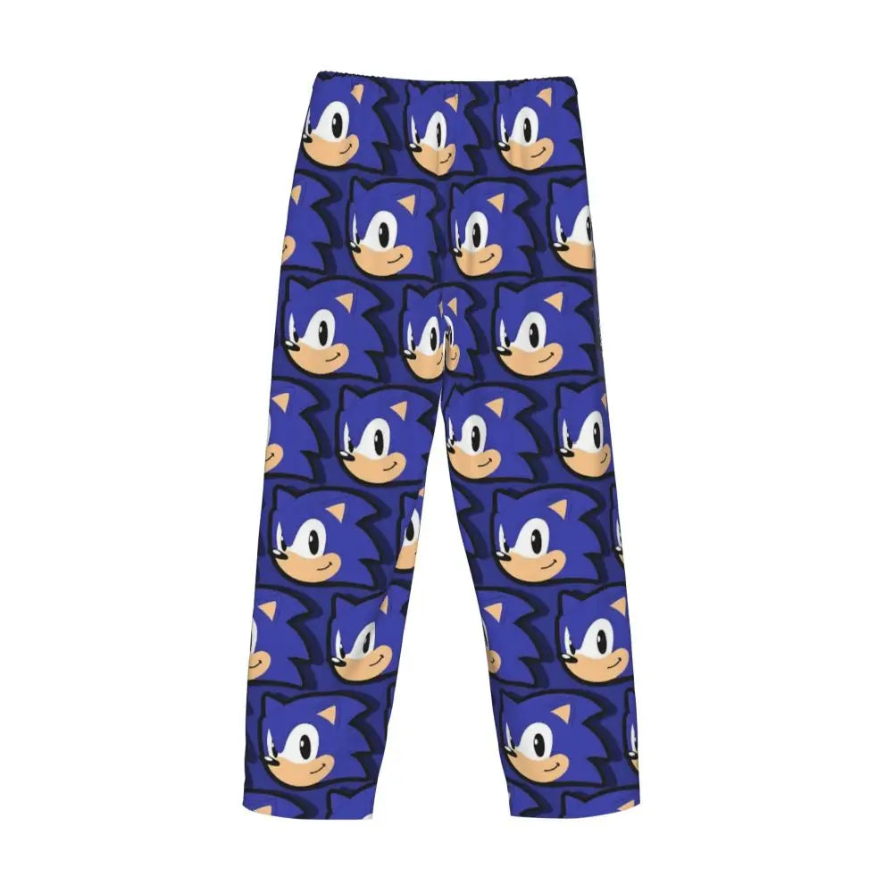 Pantalones de pijama personalizados para hombre con estampado «Soniced», con motivo de erizo, ropa de dormir, pantalones de estar por casa con bolsillos