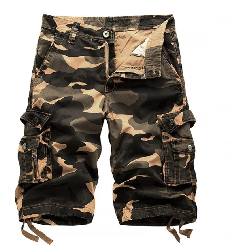 Pantalones de trabajo holgados de camuflaje para hombre, pantalones cortos de camuflaje militar de verano para hombre, pantalones de trabajo de camuflaje con múltiples bolsillos y de última moda