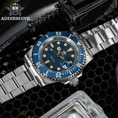 ADDIESDIVE Watch for Men New Quartz Wristwatch Green Ceramic Bezel Diving 200m Luminous 41mm Automatic Date Diver Men's Watch