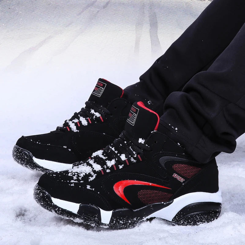 Men's Snow Boots Winter Warm Couple Casual Sneakers Fashion Leather Outdoor Sport Running Tennis Men Non-Slip Big Size 48 Trainer