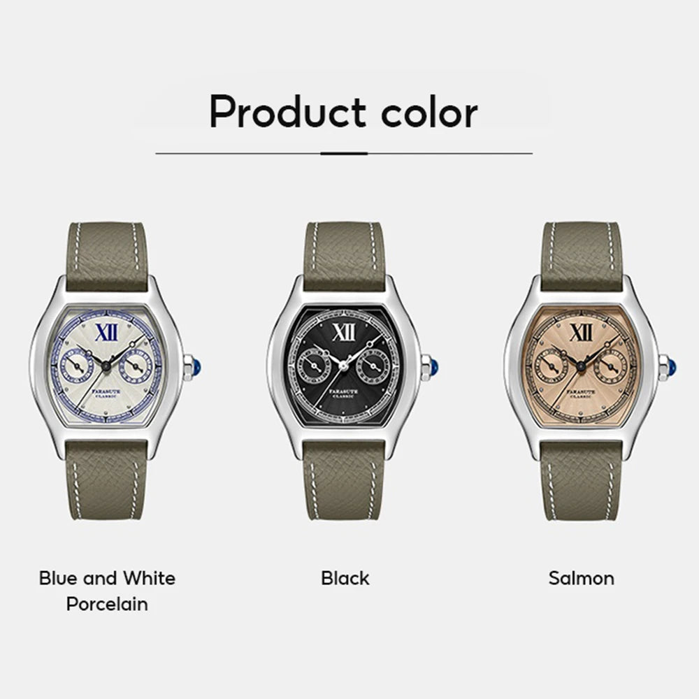 FARASUTE Nieuw 36 mm herenhorloge met quartz uurwerk VH64, roestvrij staal, sportief en modieus, saffierglas, waterdicht herenhorloge