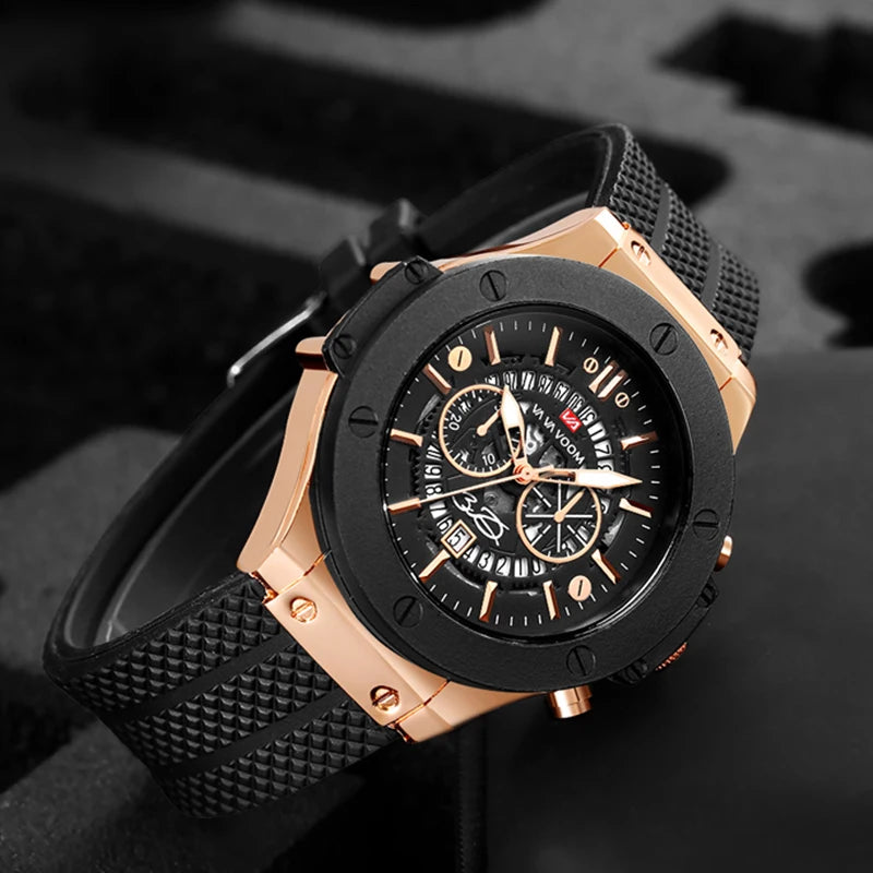 Herenhorloge Luxe Sport Siliconenband Japans uurwerk Kalender Kwarts Waterdicht horloge Relogio Masculino