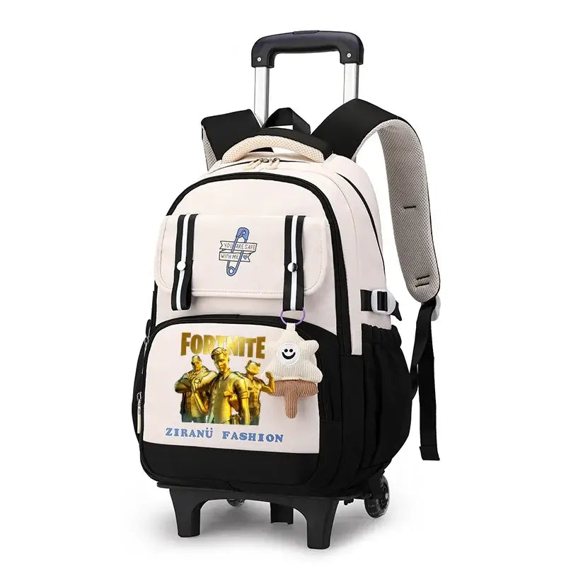 Fortnite Student Rolling Backpack Large Capacity Waterproof Lightweight Design Minimalist Laptop School Bag Casual Travel Bag
