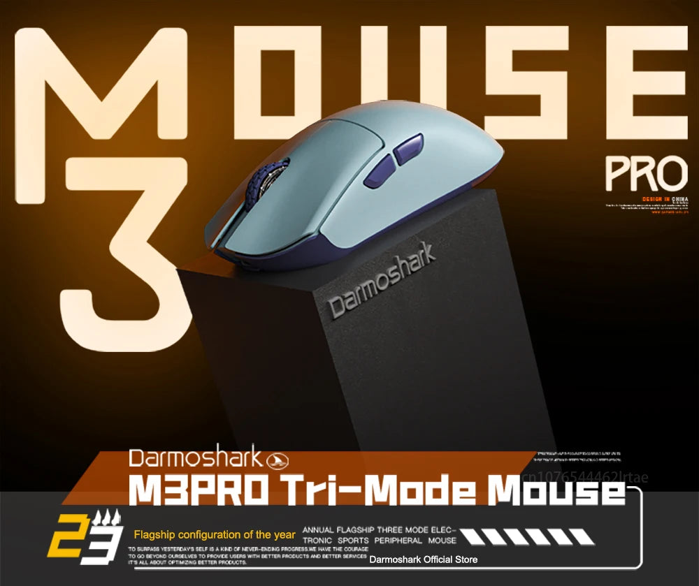 Darmoshark M3Pro Gaming Mouse 2.4G BT Wireless Tri-Mode PAW3395 Sensor N52840 26000DPI Big Hand Macro Driver Mouse For Gaming